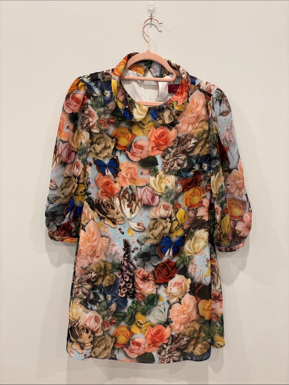 Ted Baker Floral Mini Dress | Romantic Cottagecore Garden Party Dress | Size 1 - Picture 3 of 9